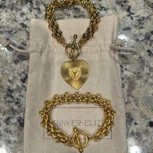 Brinker + Eliza Gold Heart and Toggle Bracelets